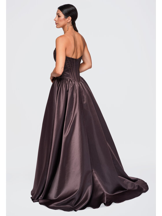 Ombre Ombre Sukienka wieczorowa LA-OM-DLR447 Brązowy Slim Fit