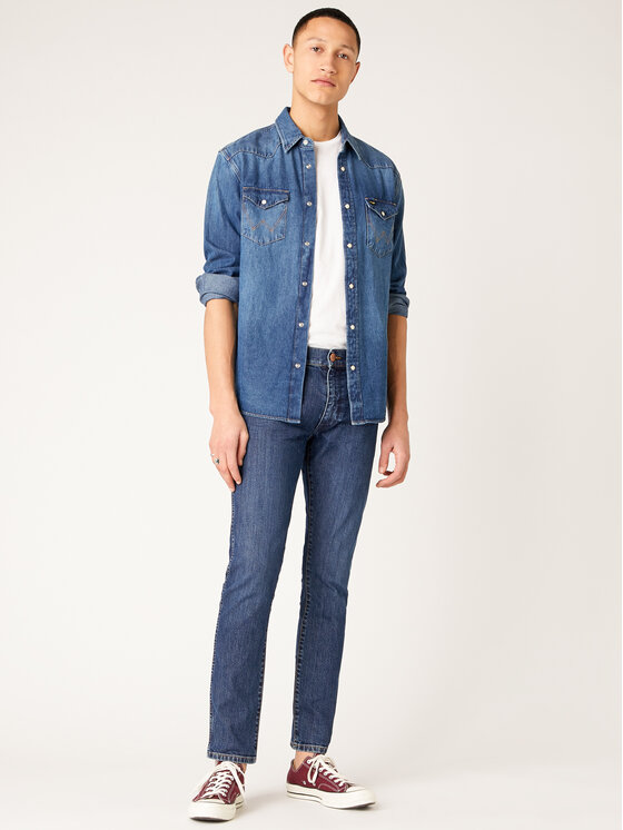 Wrangler Wrangler Jeans hlače Larston 812 W18SP131L 112127572 Mornarsko modra Slim Tapered Fit