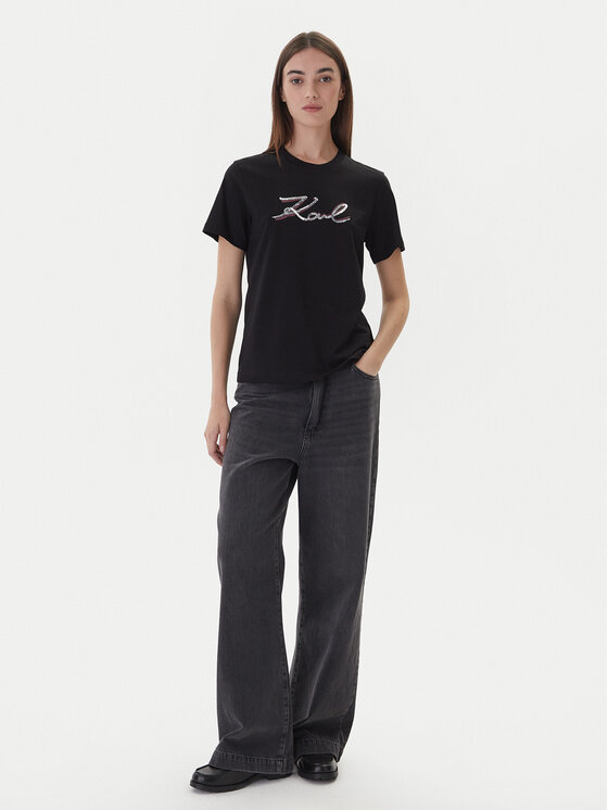 KARL LAGERFELD KARL LAGERFELD Majica A4W17052 Črna Regular Fit