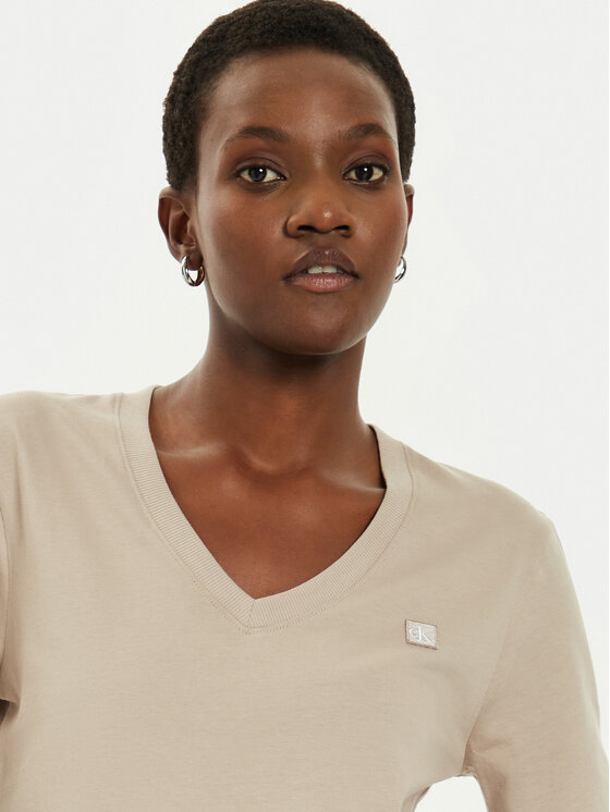 Calvin Klein Jeans Calvin Klein Jeans T-shirt Embro Badge J20J222560 Bež Regular Fit