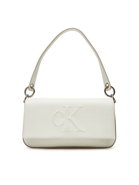 Geantă Calvin Klein Sculpted Flap Shoulder Pouch LV04K3148G Alb