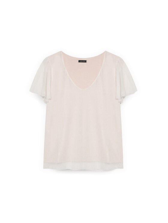 Fiorella Rubino Fiorella Rubino T-Shirt G01VL008825N011 Kremowy Regular Fit