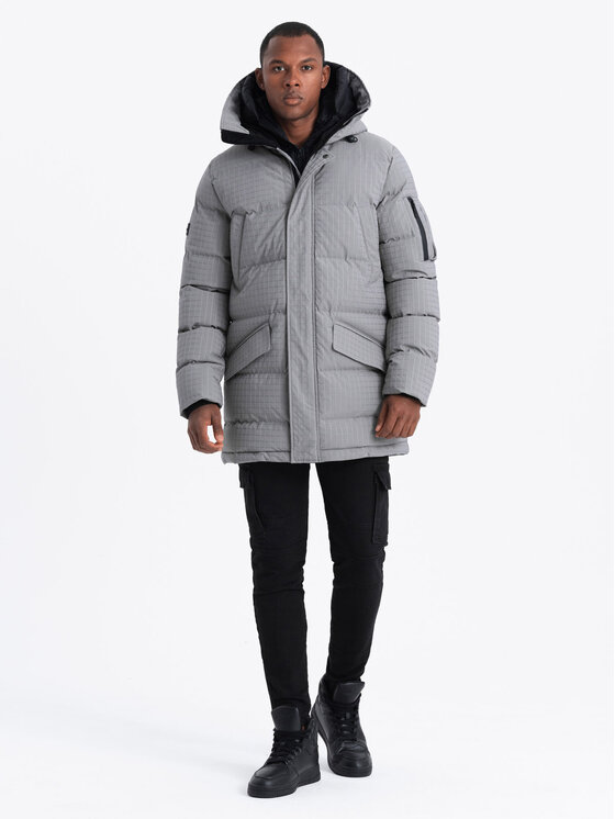 Ombre Ombre Parka OM-JALJ-0201 Szary Regular Fit