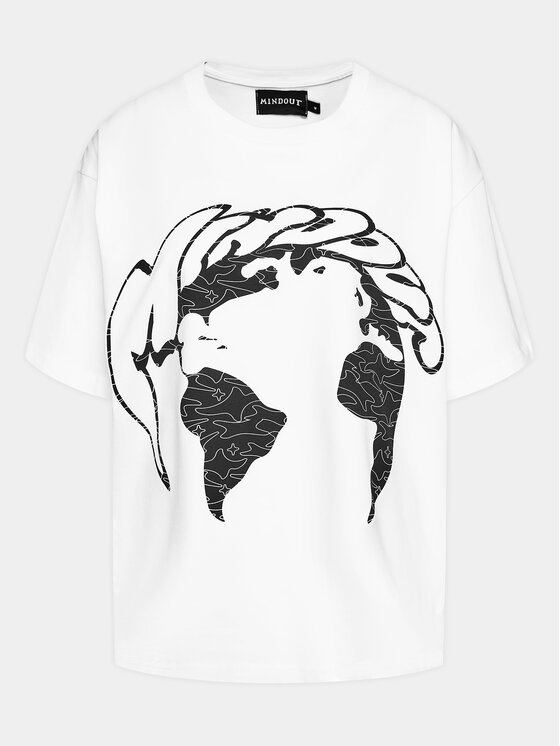 mindout t-shirt globe blanc boxy fit
