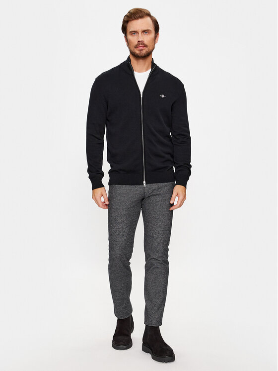 Gant Gant Kardigāns Casual Cotton Zip 8030164 Melns Regular Fit