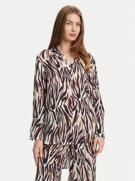 Selmark Selmark Komplet srajce in hlač iz blaga BL676 Rjava Relaxed Fit
