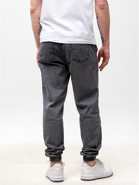 Urban City Urban City Joggery Elastyczne na gumce dzins sznurki 131433 Szary Regular Fit
