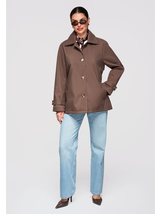 Ombre Ombre Płaszcz przejściowy OW-COLC-0114 Brązowy Regular Fit