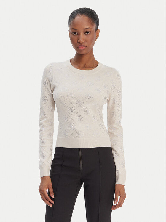 Guess Guess Pulover W6RR66 Z3JD2 Bež Regular Fit