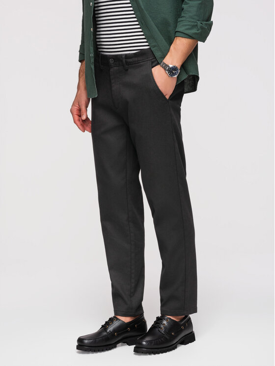 Ombre Ombre Chinosy OM-PACP-0294 Czarny Slim Fit