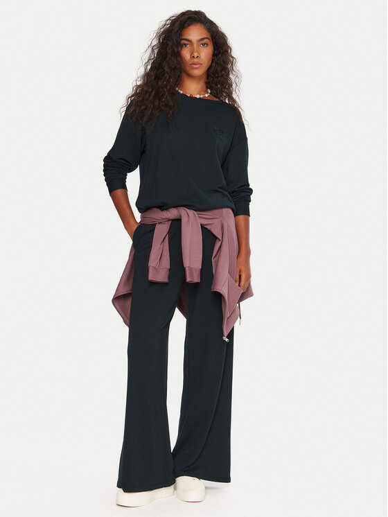 Roxy Roxy Pantaloni trening Surfing By Sunlight ERJFB03495 Negru Wide Leg