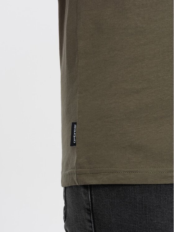 Ombre Ombre T-Shirt OM-TSBS-0145 Zielony Classic Fit