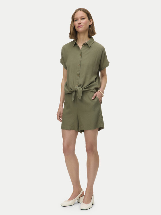 Vero Moda Vero Moda Medžiaginiai šortai Thea 10333804 Žalia Loose Fit