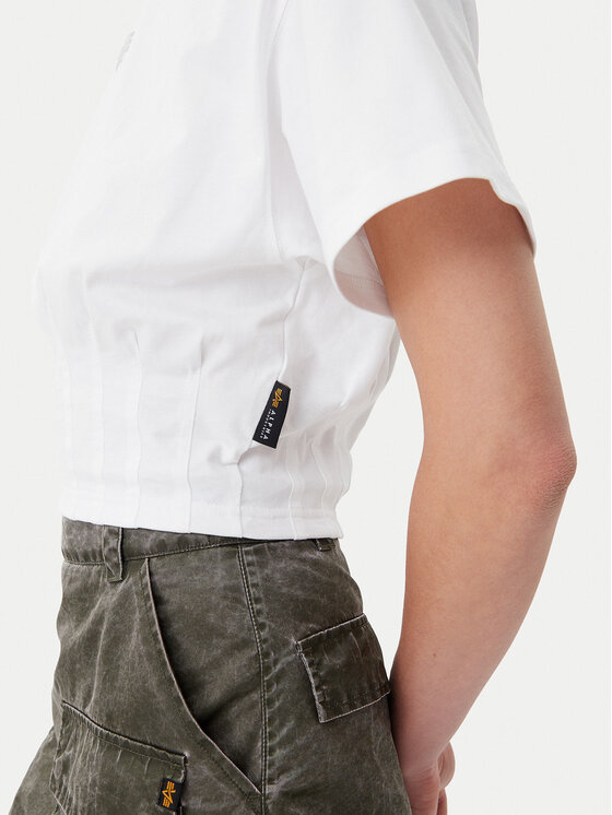 Alpha Industries Alpha Industries T-Shirt Waisted 148070 Biały Regular Fit