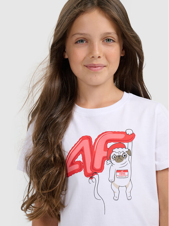 4F 4F T-Shirt CHRISTMAS DROP Biały Regular Fit