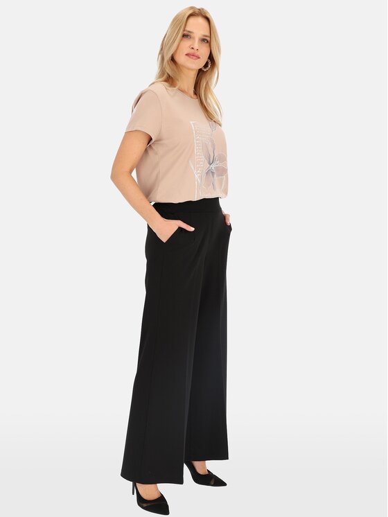 Perso Perso Kalhoty z materiálu PTE242408F Černá Regular Fit