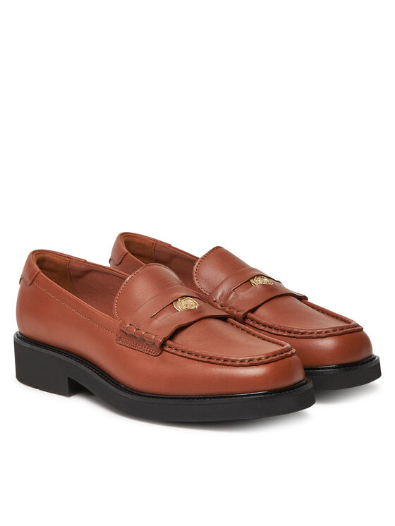 Tommy Hilfiger Tommy Hilfiger Mokasíny Crest Squarish Toe Penny Loafer FW0FW08633 Hnědá
