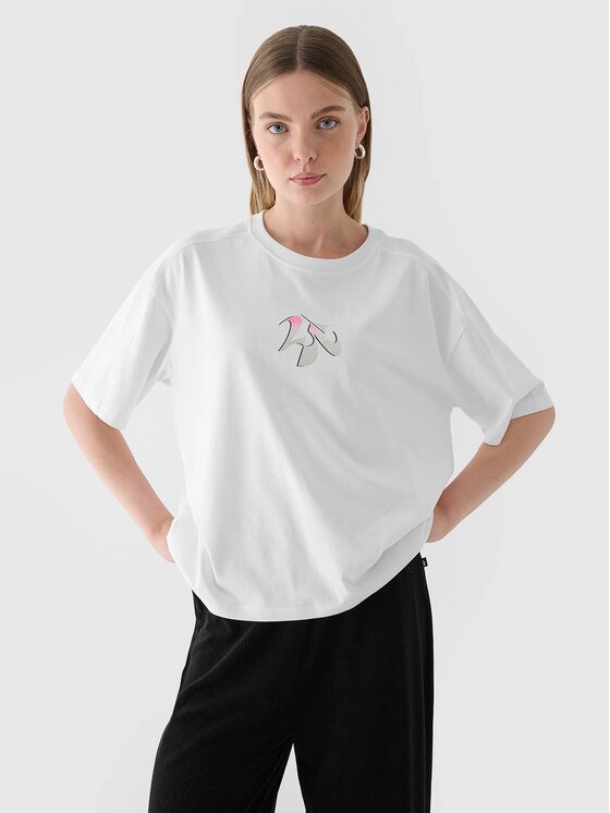 4F 4F T-Shirt 4FRAW24TTSHF2582-10S Biały Oversize