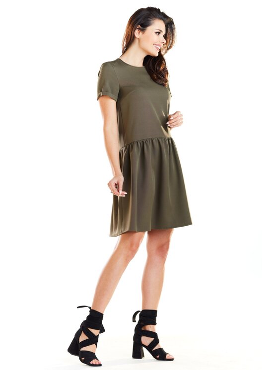Awama Awama Sukienka letnia A277 Khaki Basic Fit