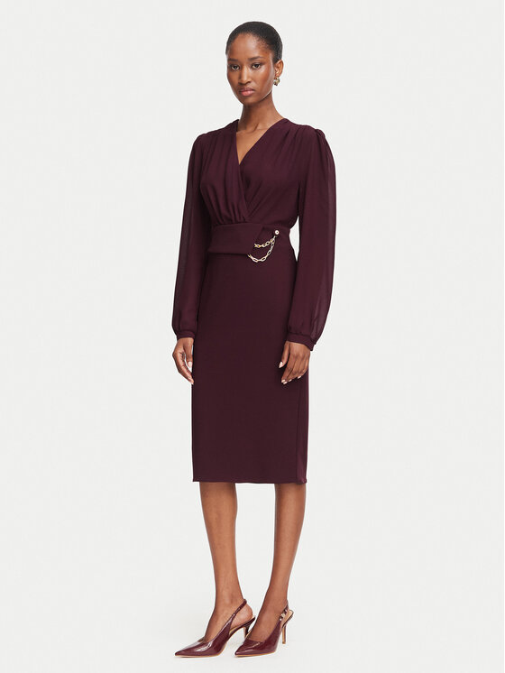 Rinascimento Rinascimento Sukienka koktajlowa CFC0130446003 Bordowy Slim Fit