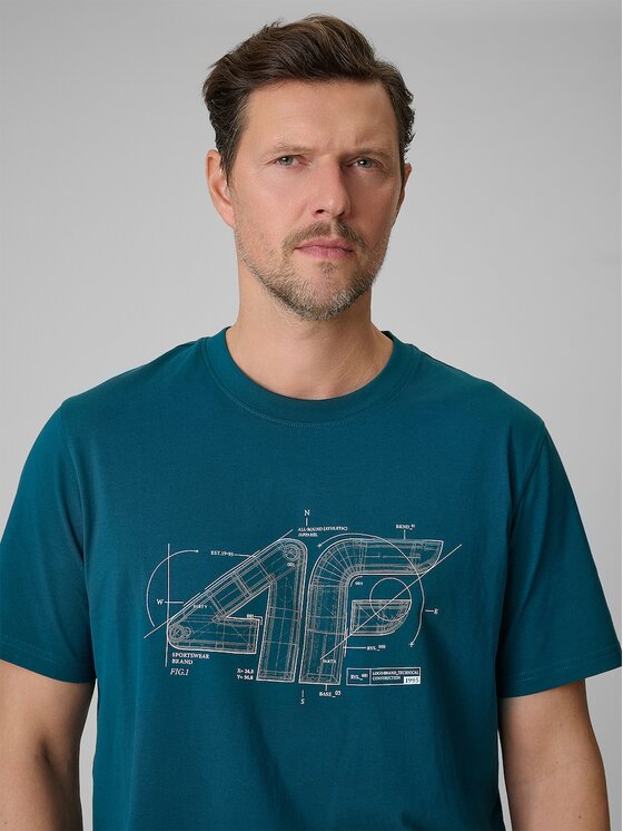 4F 4F T-Shirt COMMERCIAL 12 Turkusowy Regular Fit