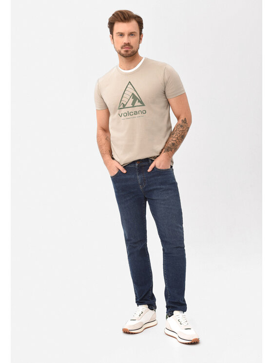 Volcano Volcano T-Shirt T-PIK Beżowy Regular Fit