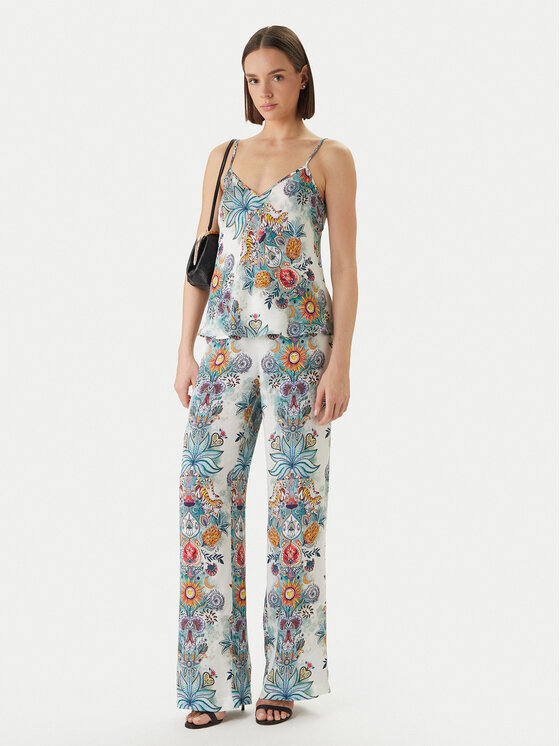 Just Cavalli Just Cavalli Pantaloni din material 80PAA120 NS837 Albastru celest Wide Leg