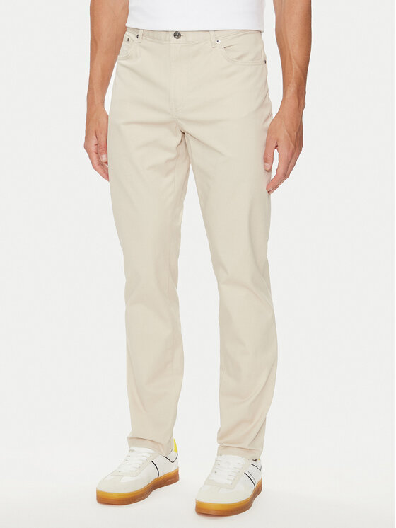 Tommy Hilfiger Bavlnené nohavice Denton MW0MW36429 Béžová Straight Fit