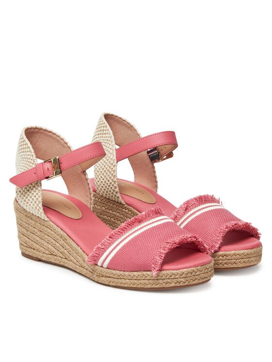 Tommy Hilfiger Tommy Hilfiger Espadrilles Fringe Canvas Medium Wedge FW0FW08879 Rózsaszín