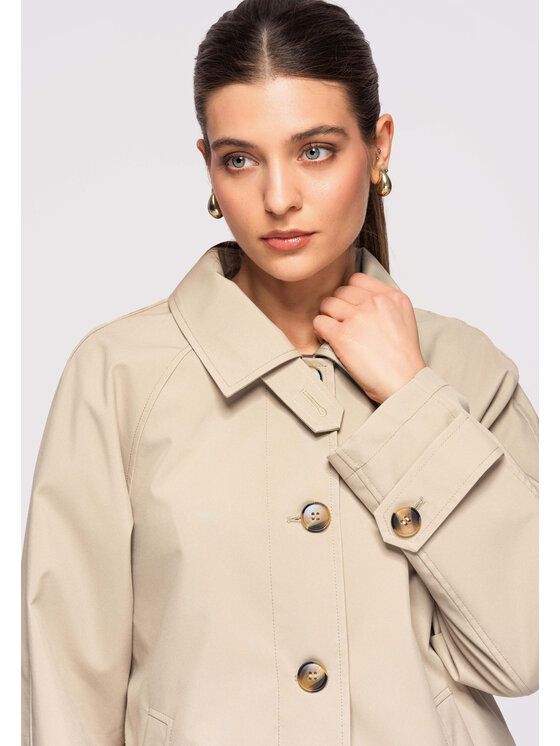 Ombre Ombre Płaszcz przejściowy OW-COLC-0118 Beżowy Regular Fit
