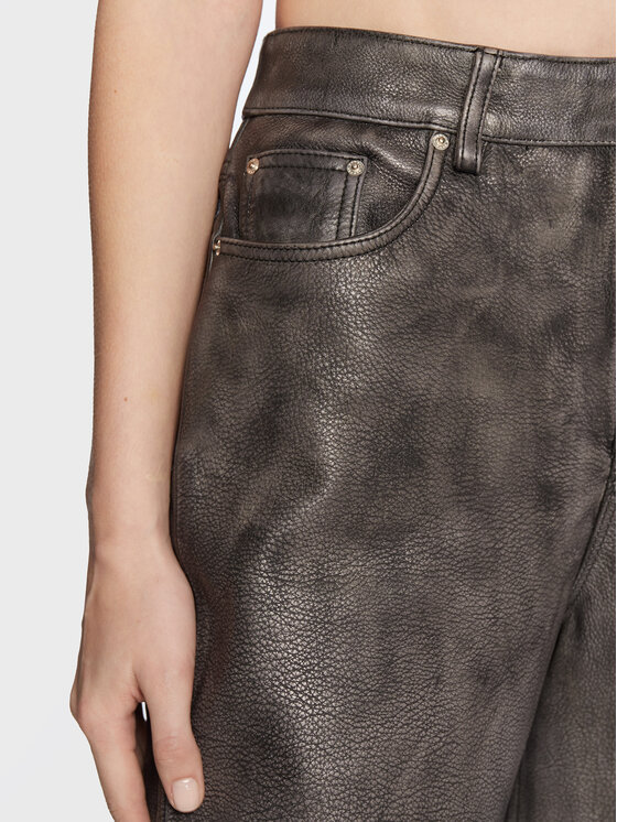 Remain Remain Kožené kalhoty Lynn RM1819 Černá Regular Fit