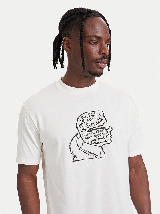KARL LAGERFELD KARL LAGERFELD T-Shirt 755151 564235 Kremowy Loose Fit