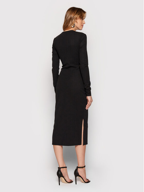 KARL LAGERFELD KARL LAGERFELD Vsakodnevna obleka Ruched 220W1352 Črna Slim Fit