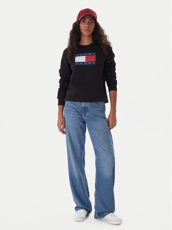 Tommy Jeans Bluză Flag DW0DW22564 Negru Regular Fit