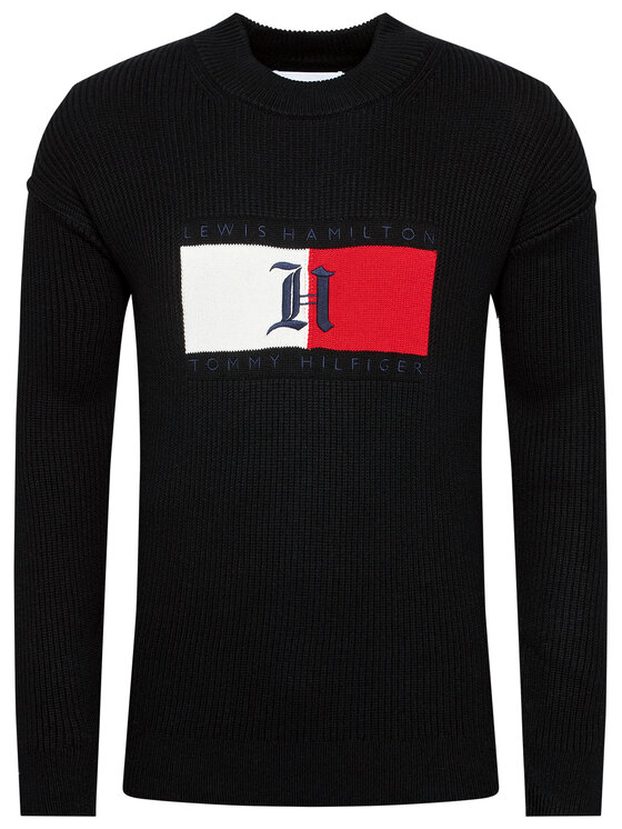 Tommy Hilfiger Pull LEWIS HAMILTON Box Aw Ribbed MW0MW15353 Noir Relaxed Fit