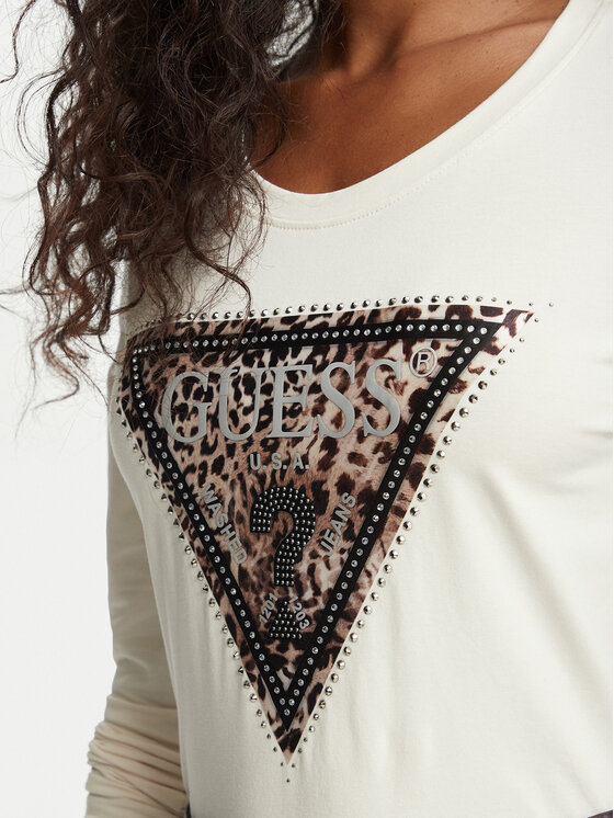 Guess Guess Bluzka W6BI57 K7387 Beżowy jasny Regular Fit
