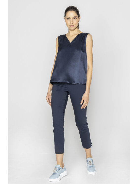 Deni Cler Milano Deni Cler Milano Spodnie materiałowe W-DC-5220-E2-E7-58-1 Granatowy