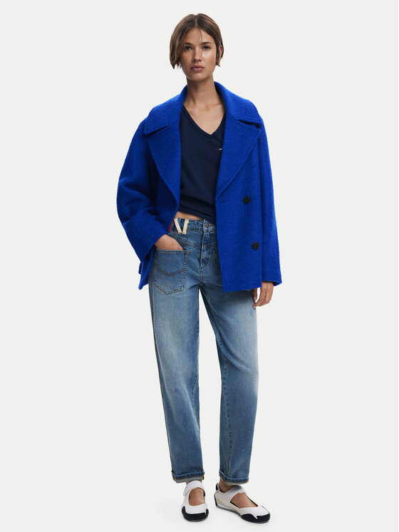 Desigual Desigual Cappotto di lana Shortcolor 25WWEW11 Blu Regular Fit