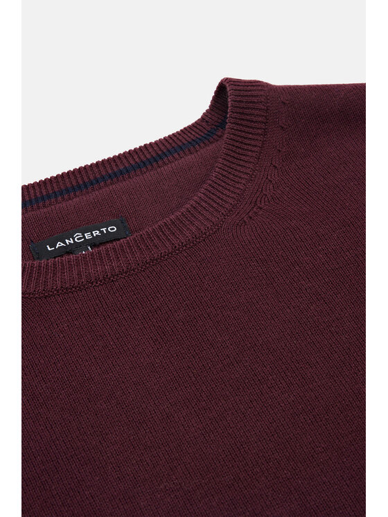 Lancerto Lancerto Sweter Tony SW073223000080 Bordowy Regular Fit
