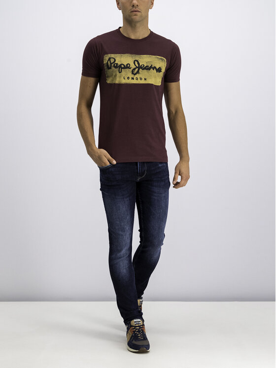 Pepe Jeans Pepe Jeans T-Shirt Charing PM503215 Μπορντό Slim Fit