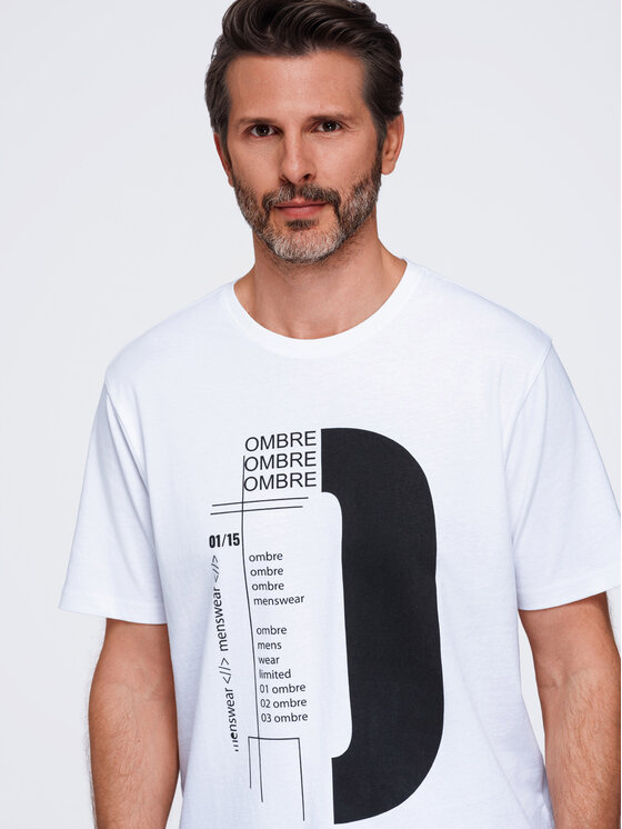 Ombre Ombre T-Shirt OM-TSPT-0299 Biały Regular Fit