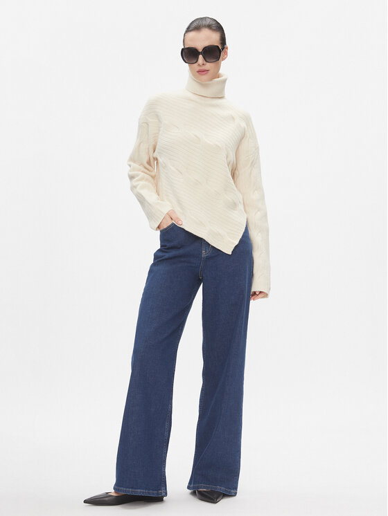 Calvin Klein Calvin Klein Džemper Asymetric Modern Cable Sweater K20K206016 Bež Regular Fit