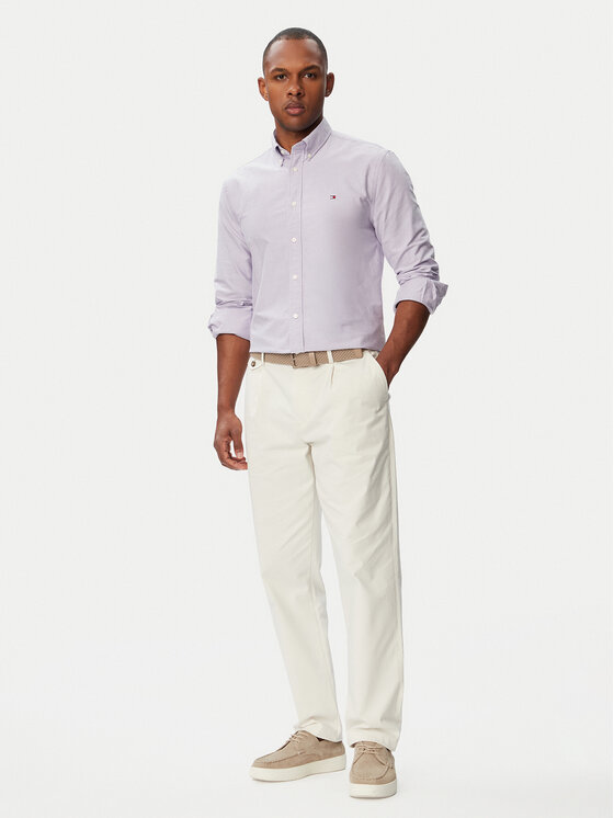 Tommy Hilfiger Tommy Hilfiger Srajca Solid Heritage MW0MW35774 Svetlo vijolična Regular Fit
