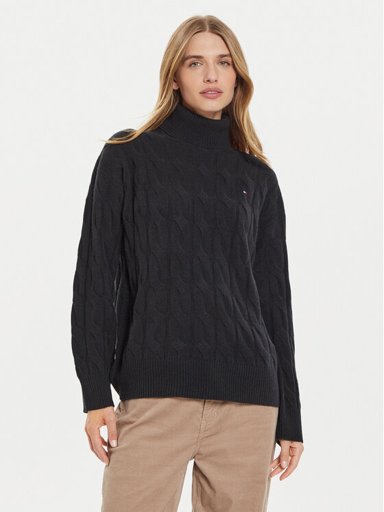 Tommy Hilfiger Tommy Hilfiger Rollkragenpullover WW0WW43102 Schwarz Regular Fit