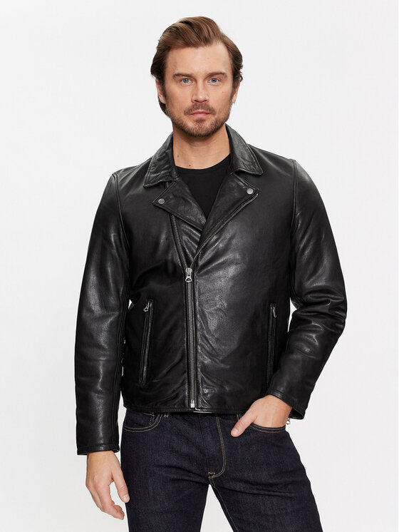 Pepe Jeans Pepe Jeans Nahkjope Valen PM402881 Must Regular Fit