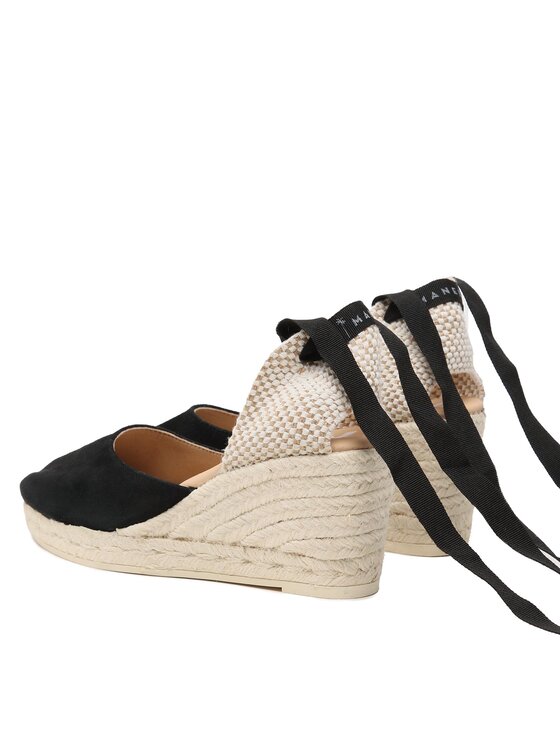 Manebi Manebi Εσπαντρίγιες Soft Suede Low Wedge Espadrilles K 1.0 WL Μαύρο