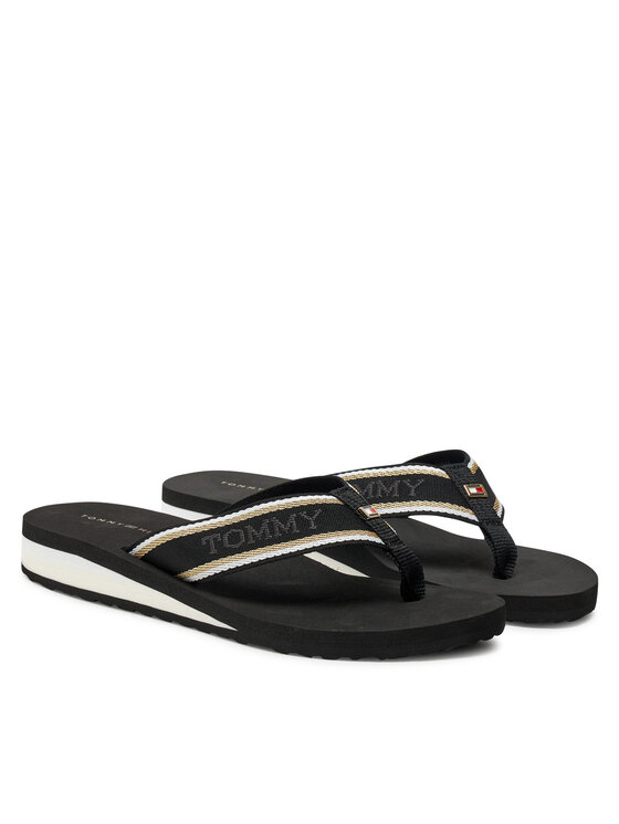 Tommy Hilfiger Tommy Hilfiger Zehentrenner Im Hilfiger Beach Sandal FW0FW08015 Schwarz