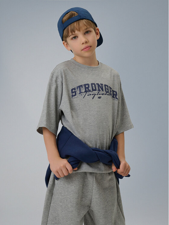 4F 4F T-Shirt CAMPUS VIBES Szary jasny Loose Fit