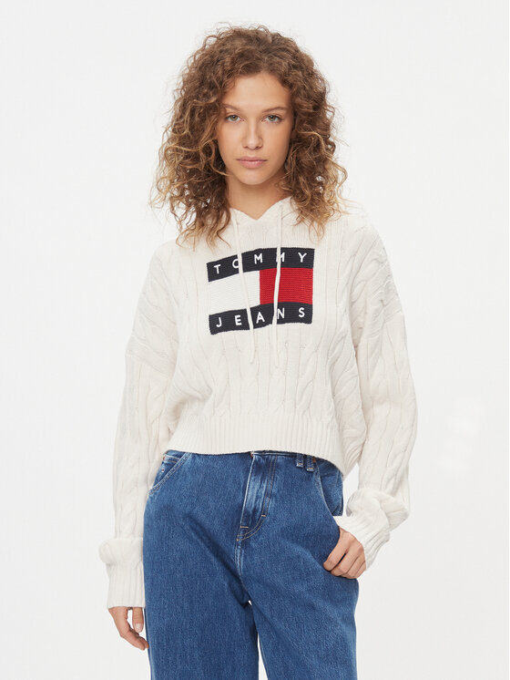 Tommy Jeans Tommy Jeans Pullover Center Flag DW0DW16528 Écru Regular Fit