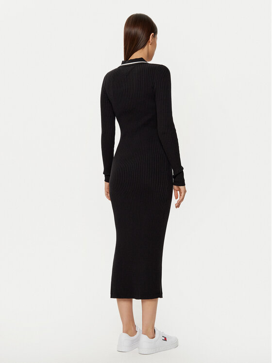 Tommy Jeans Tommy Jeans Rochie tricotată DW0DW19476 Negru Slim Fit